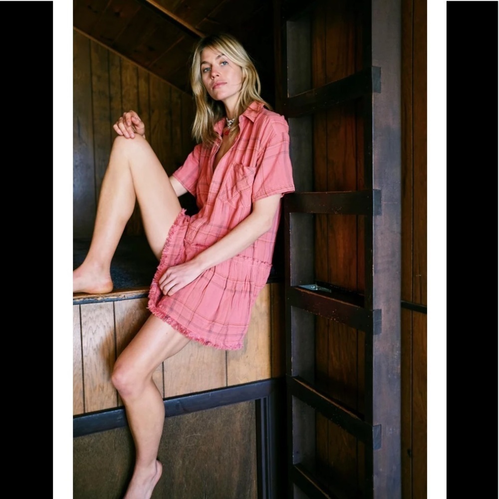 SALE NWT Free People Love Buzz Plaid Tunic dress L